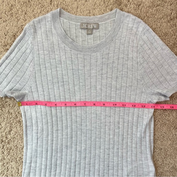 J.CREW 2023 Women’s Gray Silk-Cashmere Blend Ribbed Cropped T-Shirt Size Small - Picture 9 of 14